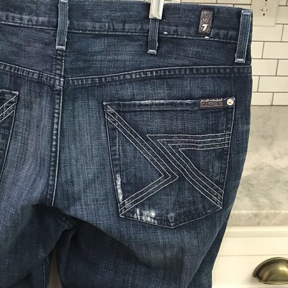 7 For All Mankind Austyn Jeans Mens 40 Blue Straight Leg Distressed Denim USA - Picture 5 of 11